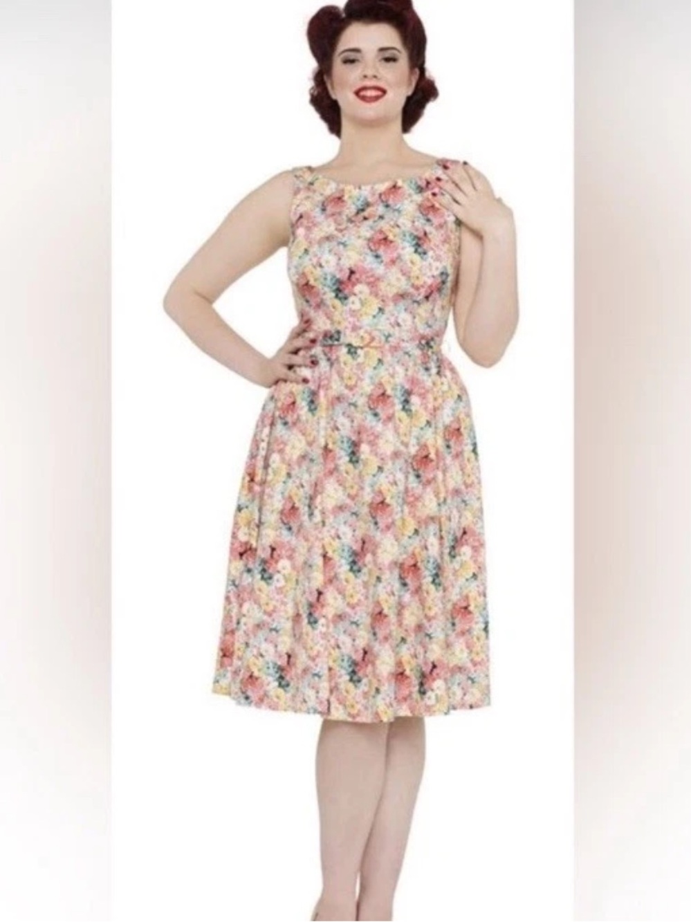 Voodoo Vixen Pollyanna Floral Dress Size XL Pink W/ Matching Belt Pockets